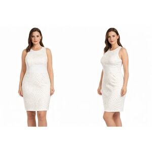 Rush Womens Dress Size 14‎ White Studded Bodycon Sleeveless Party Cocktail